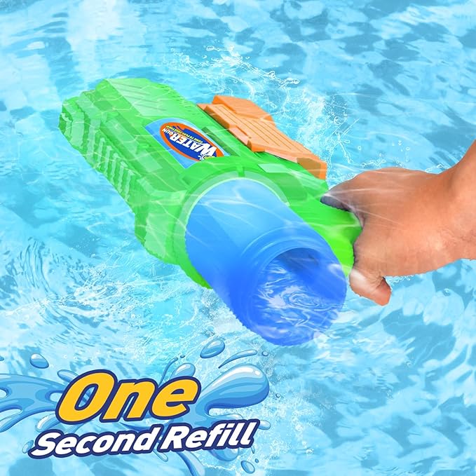 Super Water Gun for Kids Adults: 2 Pack - 1200CC Water Toy Gun Squirt Blaster Soaker Long Range High Capacity Swimming Pool Beach Outdoor Summer Fun Party Games, Gifts for Boys and Girls Blue Green