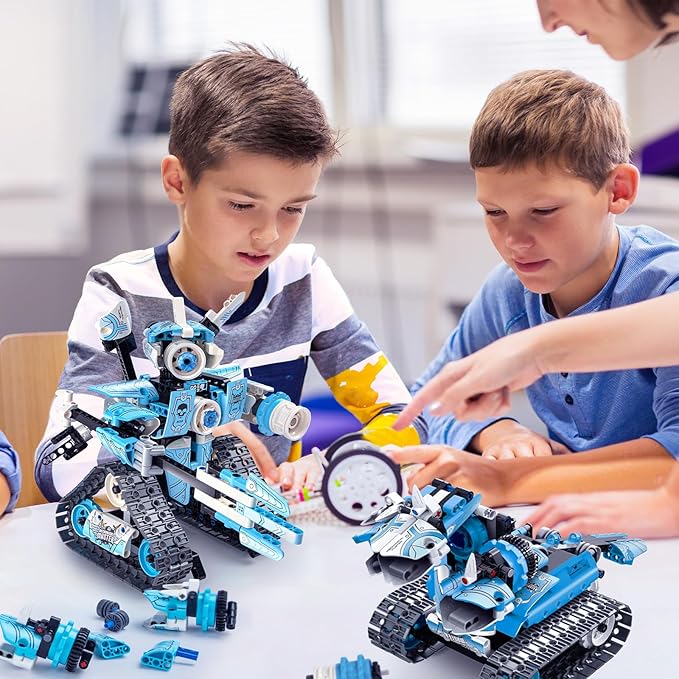 5 in 1 STEM RC Robot Building Kit, 398PCS APP & Remote Control Blocks DIY Engineering Robotics, Erector Science Set for Kids Age 6 7 8 9 10 11 12+, Educational Learn Toys Gift for Boys & Girls