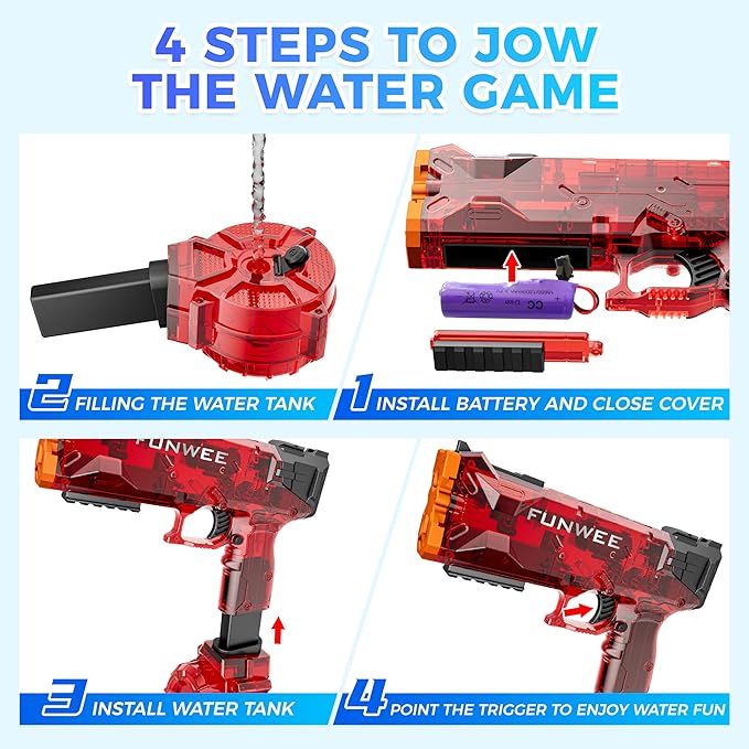 Electric Water Guns, Most Powerful Full Automatic Water Squirt Pistol for Kids, High Powered 28-32 FT Long Range Auto Classic Powerful Strongest Water Blaster, Outdoor Swimming Pool Gift Toy