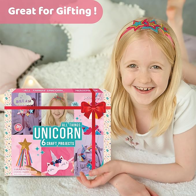 jackinthebox Unicorn Crafts for Kids Ages 5-8, 6-in-1 Gifts for Girls, Craft Kit, Toys, Arts and Crafts for Girls Aged 5 6 7 8 Years