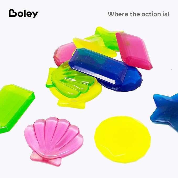Boley Dive Gems Swim Toys - 12 Pack Pool Diving Toys for Kids - Sinking Swimming Pool & Bath Toys for Toddlers, Water Games - Includes Sea Shells, Stars, Circles & Rectangles