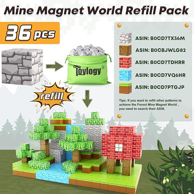 Magnetic Blocks-Build Mine Magnet World Rock Edition, Magnetic Toys for Boys & Girls Age 3-4 4-5 6-8, STEM Montessori Sensory Toys for Toddlers Gifts for 3+ Years Old Girls Boys