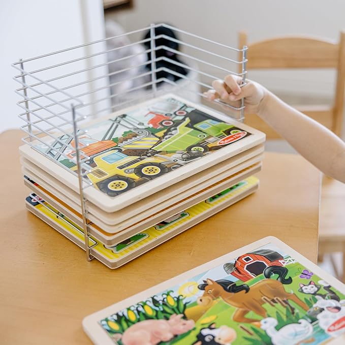 Melissa & Doug Puzzle Storage Rack - Wire Rack Holds 12 Puzzles
