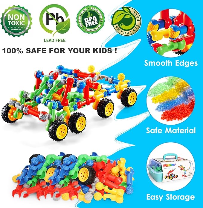 MOONTOY STEM Toys for 3 4 5 6 7 8+ Year Old Boy Girl Birthday Gift, 110 Pcs Stem Kits Blocks Building Toys for Kids Ages 4-8 3-5 5-7 4-6 6-8 Erector Set Educational Construction Creative Games