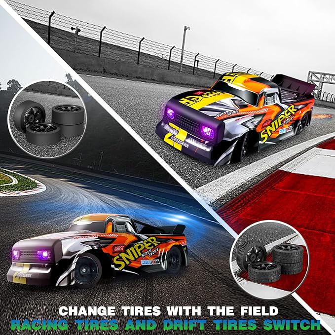 4DRC Rc Car, 2.4Ghz High Speed RC Drift Car, 4WD Drifting Racing Remote Control Monster Truck 30+ KM/H, All Terrain Off Road Truck for Adult & Kids Age 8-12 Gift