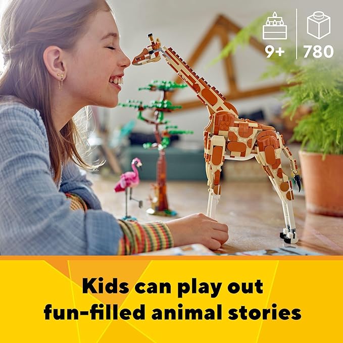 LEGO Creator 3 in 1 Wild Safari Animals, Rebuilds into 3 Different Safari Animal Figures - Giraffe Toy, Gazelle Toy or Lion Toy, Nature Toy, Building Set for Kids Ages 9 Years Old and Up, 31150