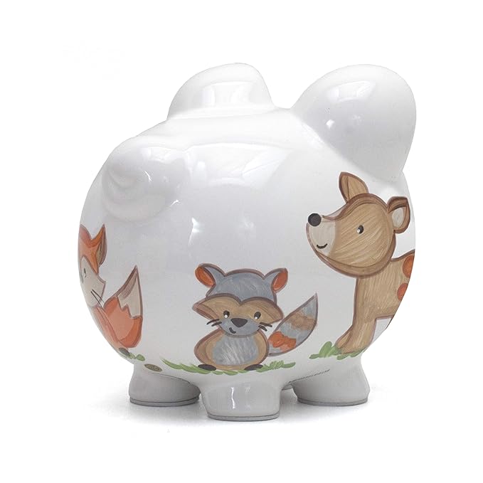 Child to Cherish Ceramic Piggy Bank for Boys, Woodlands