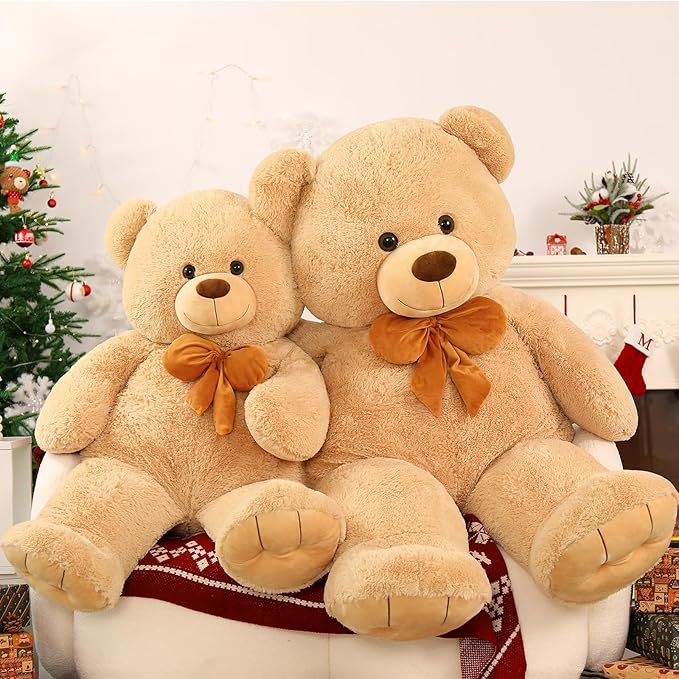 MorisMos Giant Teddy Bear 4 ft Stuffed Animal for Girlfriend,Cuddly Stuffed Big Bear Plush Toy for Christmas Baby Shower for Valentines,Wife,Children