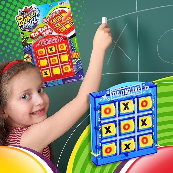 JA-RU Pocket Travel Tic Tac Toe Portable Board Games (6 Packs) | Classic Toys for Car and Airplane Games for Kids. Bulk Birthday Party Favors Plus Sticker 3256-6s