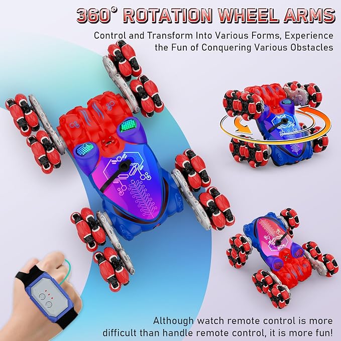 8WD Gesture Sensing Rc Stunt Cars Toys for Boys Age 6-13, Hand Remote Control Climbing Car, Toy for Kids 6 7 8 9 10 11 12+ Years Old Christmas Birthday Coolest Best Gift Idea for Boy Girl Red