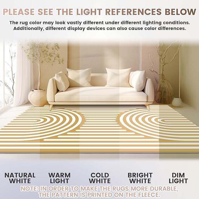 Washable 8x10 Abstract Area Rug for Living Room, Tan Brown Rainbow Modern Boho Throw Rugs, Soft Ultra-Thin Low Pile Stain Resistant Nonslip Indoor Large Carpet for Office Bedroom Playroom Classroom