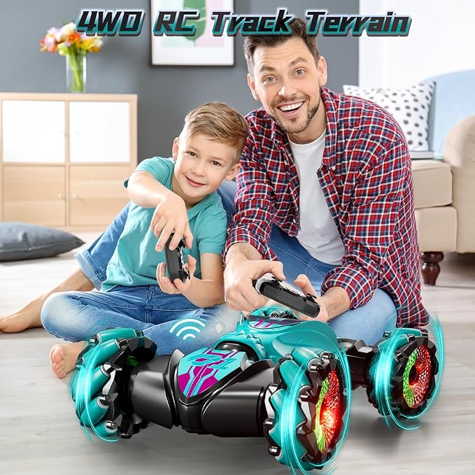 Gesture Sensing Rc Stunt Car, Hand Controlled RC Car Toys, 2.4GHz 4WD Gesture Sensing RC Car with Light & Music, 360° Rotation Remote Control Twist Cars for Boys Girls 8+yr, Birthday Gifts for Kids
