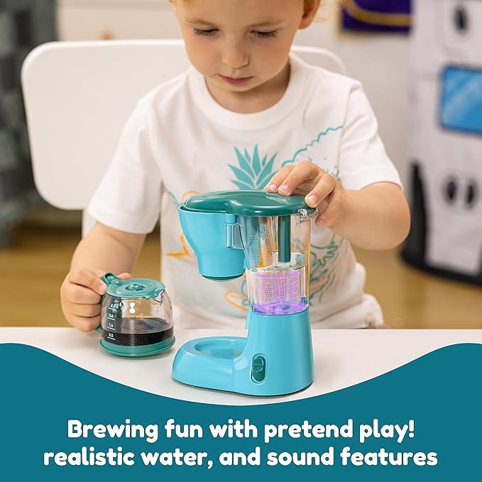 Joyin Play Kitchen Toys, Pretend Play Food Kitchen Accessories GirlsToy with Coffee Maker, Mixer, Toaster with Realistic Lights& Sounds, Birthday Gift for Kids Ages 2 3 4 5, Blue