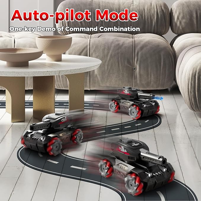 RC Car That Shoots BBS,Water Bullet Shooting RC Tank For Kids Adults 4WD Stunt Remote Control Car with 10500pcs Water Bombs Fast All Terrain Toy Car With 360°Rotating Gifts for Boys,40+Min Play