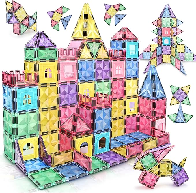 Magnetic Building Tiles 120 PCS Magnets Stacking Kids Toys STEM Sensory Games Educational Construction Toys Christmas Toy Gift for Boys and Girls 3 4 5 6 7 8 9+Year Old