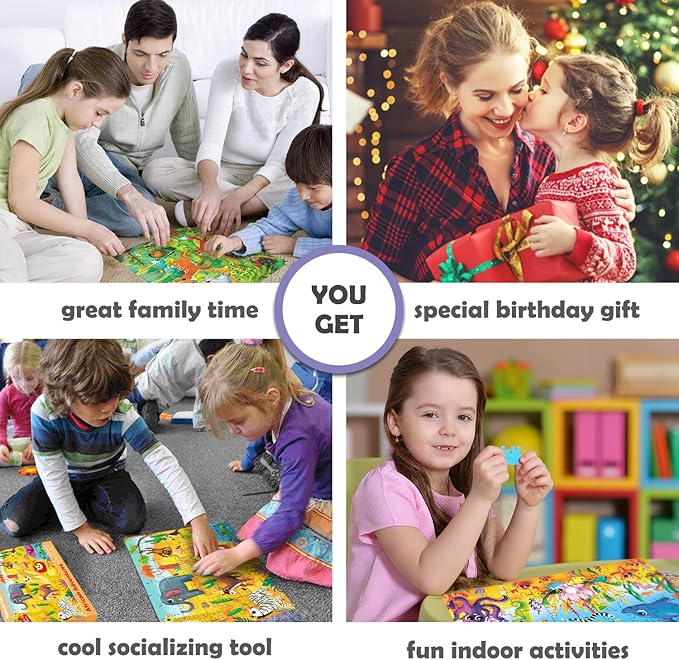 QUOKKA Puzzles for Kids Ages 4-6 - Set of 4x60 Jigsaw Puzzles for Toddlers 3-5 - Animals Toys for Children 6-8 yo - Gift Educational Game for Boys & Girls