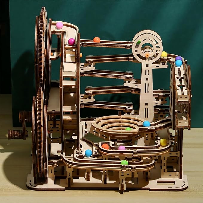 3D Wooden Puzzles Marble Run Set - Space Labyrinth Mechanical Model Kits with Motor, Brainteaser and Puzzle for Christmas/Birthday,Gifts for Adults and Teens to Build Combination