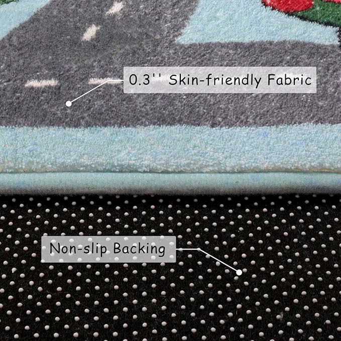 LIVEBOX Kids Rug 3'x5' Car Rug Play Mat for Playing Cars Toys, City Life Playroom Rug Educational Carpet for Children Boy Girl,Road Traffic Nursery Rug for Kids Room Play Area