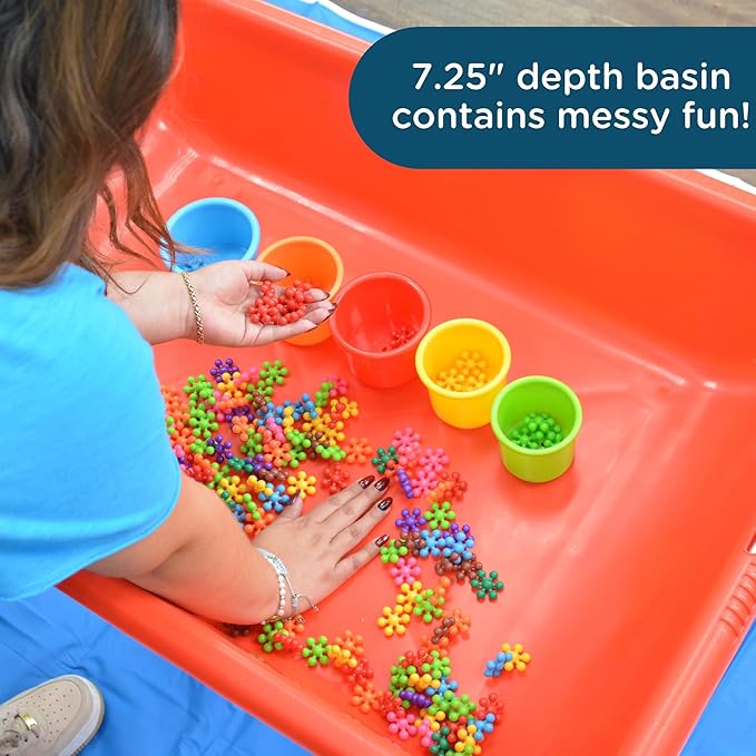 Children's Factory 24" Large Sensory Table, Portable Sandbox, Water Table for Kids, Red