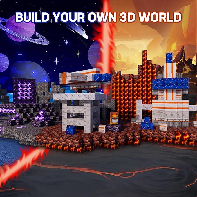 Magnetic Blocks-100pcs Mine Magnet 3D Craft World Set,Magnetic Blocks Le Building go Toys for Kids,STEM Sensory Toys for Toddlers Birthday Gifts,Constructions Toys for Boys & Girls Age 3+