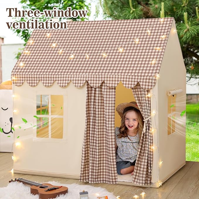 SweHouse Kids Play Tents for Toddlers: Boys Playhouse Tents Indoor with Star Lights Non Slip Padded Mat - Girls Play House Large Toys Tent for Birthday