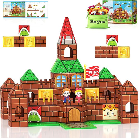 Magnetic Tiles Kids Games Toys Castle Adventure Magnetic Building Blocks Doll House Toys Construction Magnet Pretend Play Set for Boys & Girls 3-12 Year Old Christmas Birthday Gifts for Boys