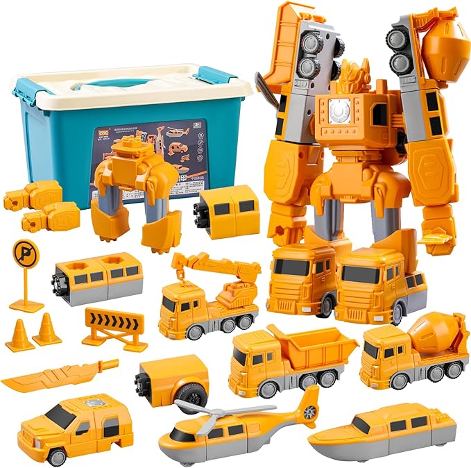 Magnetic Building Blocks for Kids Ages 3-8 | STEM Construction Toys with Storage Box | 3-in-1 Transformable Car & Robot Toy | Educational Toddler Toys for Boys & Girls (26 Pieces)