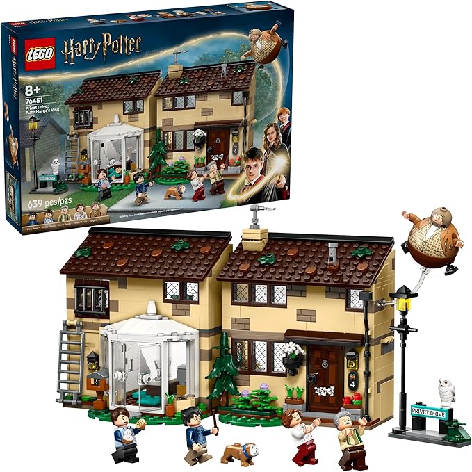 LEGO Harry Potter Privet Drive: Aunt Marge’s Visit Kids Toy - Buildable Book Nook and Room Decor for Boys and Girls, Ages 8+ - Collectible Harry Potter Minifigure - Birthday Gift Idea - 76451