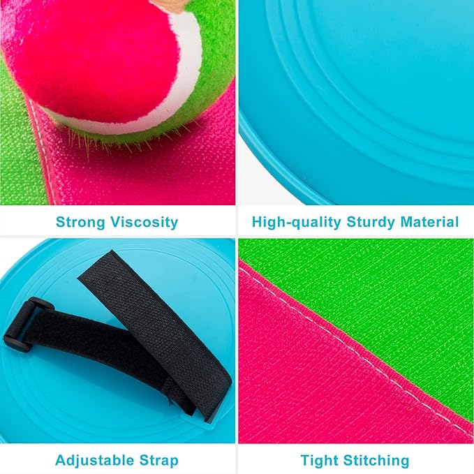 Outdoor Games for Kids - Toss and Catch Ball Set with 4 Paddles, 4 Balls, and 1 Storage Bag, Yard Games for Boys and Girls, Ages 4-8