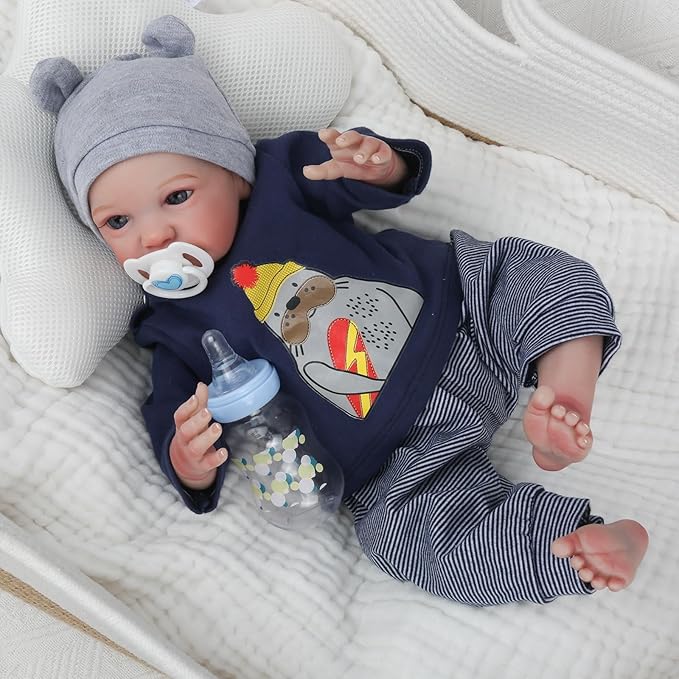 WOOROY Realistic Reborn Baby Dolls Boy - 19 Inch Lifelike Newborn Baby Dolls Handmade Real Life Baby Dolls Reborn Toddler with Soft Cloth Body Gift Toys for Kids Age 3 +