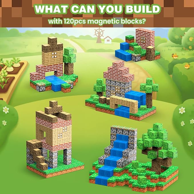 GEVINST 120PCS Magnetic Blocks - Magnetic Building Blocks Toys for Boys Girls Kids Ages 3-5 6-8 8-12, Magnet Cubes STEM Montessori Sensory Toy, Creative Games Toddlers Toys, Christmas Birthday Gifts