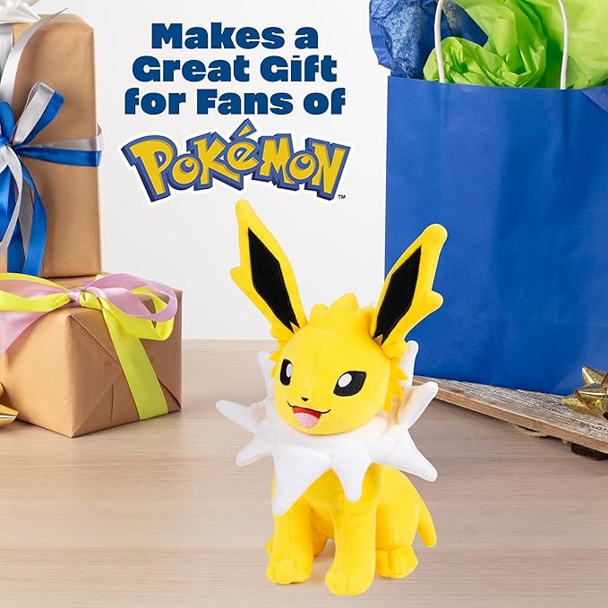 Pokémon 8" Jolteon Plush - Officially Licensed - Eevee Evolution Figure - Authentic Soft Stuffed Animal Toy - Gift for Kids, Boys, Girls - 2+