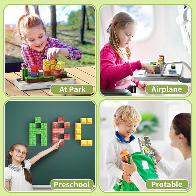 Mini Magnetic Blocks, Travel Magnet Building Blocks for Toddlers, 35 PCS Magnetic Building Toys with Portable Iron Box STEM Educational Magnet Toys for Kids Ages 3 4 5 6 7 8 Year Old Boys Girls