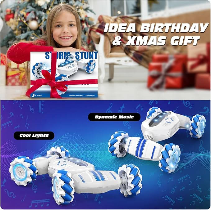 Remote Control Car RC Car, Gesture Sensing RC Stunt Car Boys Toys for 6-8 Years Old, Best Birthday Gifts for Kids, 4WD, 2.4Ghz, 360° Rotating, 2 Control Modes Control Transformer Toys Twist Cars