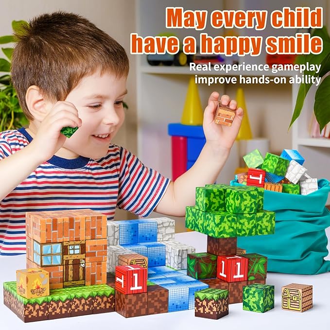 100PCS Magnetic Blocks - Building Toys for Boys Girls 3+,Toddler Building Magnet Toy STEM Sensory Game,Christmas Birthday Gifts for Kids Ages 4 5 6 7 8 9