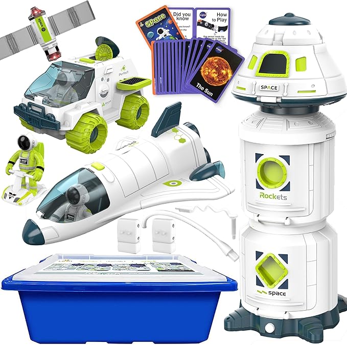 COOLDUCK Space Toy Set for Boys Girls, Kids' Play Spaceships, Space Shuttle, Space Capsule, Space Rover, Space Station, Astronauts Figure, Rocket Toys for Any Interstellar Mission Adventure