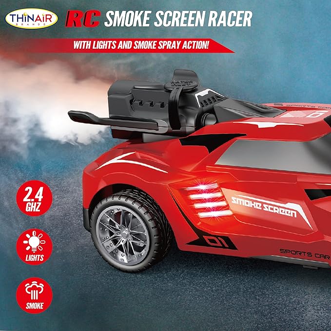 Nature Bound Remote Control Car, Smoke Screen Racer, 2.4 GHz RC Vehicle with Spraying Mist & Light for Kids, Sport Racing Hobby Toy for Boys & Girls