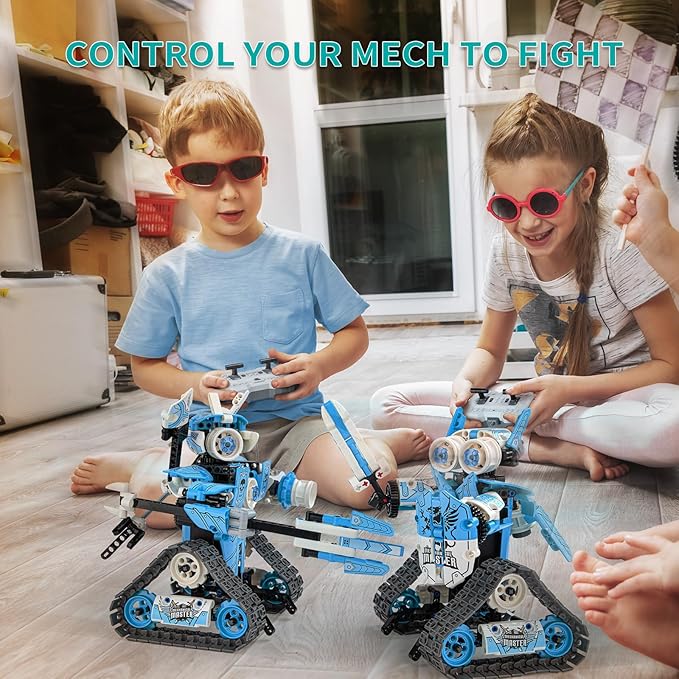 5 in 1 STEM RC Robot Building Kit, 398PCS APP & Remote Control Blocks DIY Engineering Robotics, Erector Science Set for Kids Age 6 7 8 9 10 11 12+, Educational Learn Toys Gift for Boys & Girls