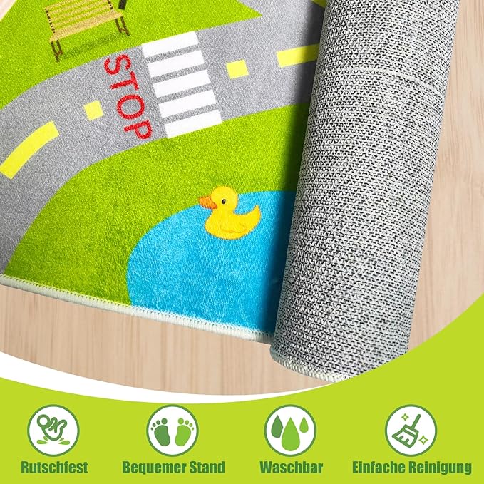 4x6 Ft Kids Rug Car Play Mat Car Rug for Playroom, Kids Educational City Traffic Road Map Fun Carpet, Kid Bedroom Rugs Decor, Road Rugs for Ages 3-12 Years Old (KR1, 4x6ft)