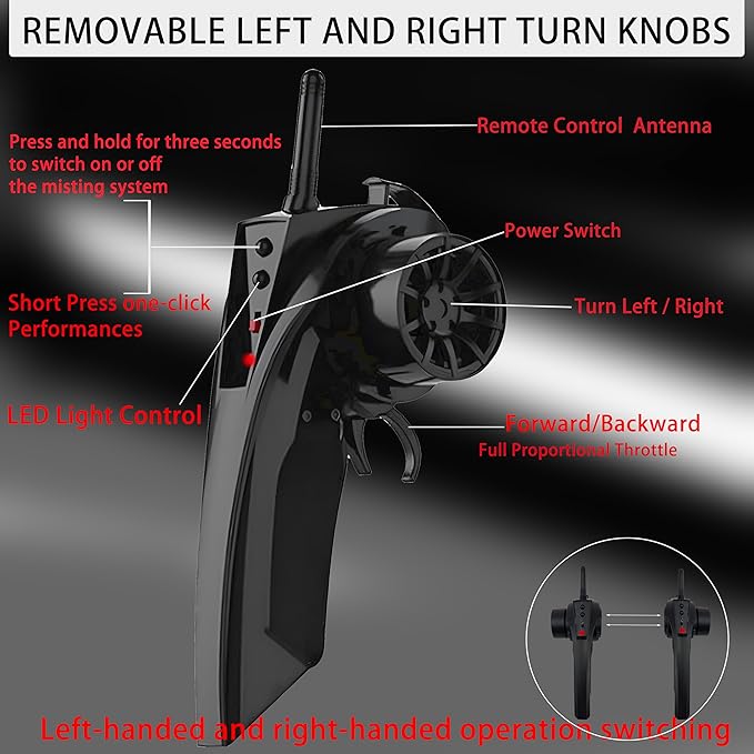 1:16 RC Drift Car 2.4GHz Spray 4WD LED Lights 30+KM/H High Speed Remote Control Car 2 Batteries 60Min Infinitely Variable Speed Drift Car Toys for Adults and Kids(Red)