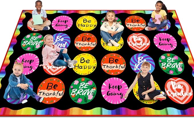 Classroom Rugs, Preschool Rugs for Elementary, School Learning Seat Area Rug, Non-Slip Educational Classroom Carpet, Washable Kids Mat for Playroom Nursery (Style 9, 13'x 7'5")