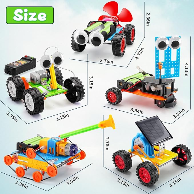 STEM Kits for Kids Age 8-10, Science Robot Building Kits for Boys Crafts 8-12 5-7, STEM Toys for 6 7 8 10 12 13 Year Old Boys Girl Gifts, Science Experiments for Kids 6-8, Car Engineering Projects