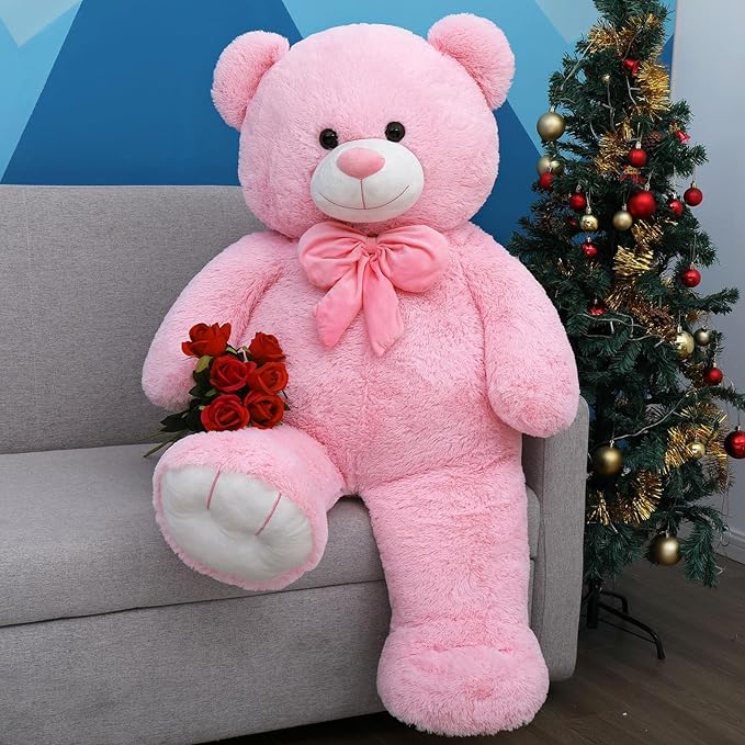 MorisMos Giant Teddy Bear 5ft Stuffed Animal for Girlfriend,Human Size Cuddly Teddy Pink Bear Toy for Valentine,Jumbo Stuffed Bear Plush 59 inch,Xmas Gifts for Women Kids Baby Shower Decor
