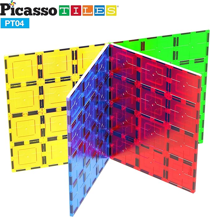 PicassoTiles Kids Toy Magnetic Building Blocks Magnet Tiles Supersized Large Stabilizer Base Jumbo XL Plate Foundation Education Construction Kit Engineering STEM Children Learning Stacking Set