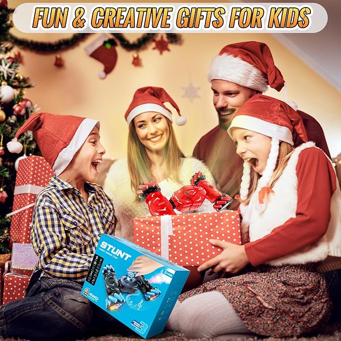 Pristar RC Stunt Cars, Gesture Sensing Remote Car Toys for 6-12 Boys Girls, 2.4Ghz Hand Remote Control Car with Spray Lights Music 360° Rotation 4WD Off-Road, Birthday Xmas Gifts for Kids Age 6-12