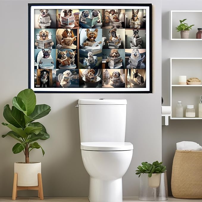 Think2Master Pooping Dogs & Puppies 1000 Pieces Jigsaw Puzzle. Pooping Puppies, Funny Bathroom Decoration, Gag Gift. Fun Toy Teens, Adults, Seniors & Families. Great for Kids 13+ Size: 26.8” x 18.9”