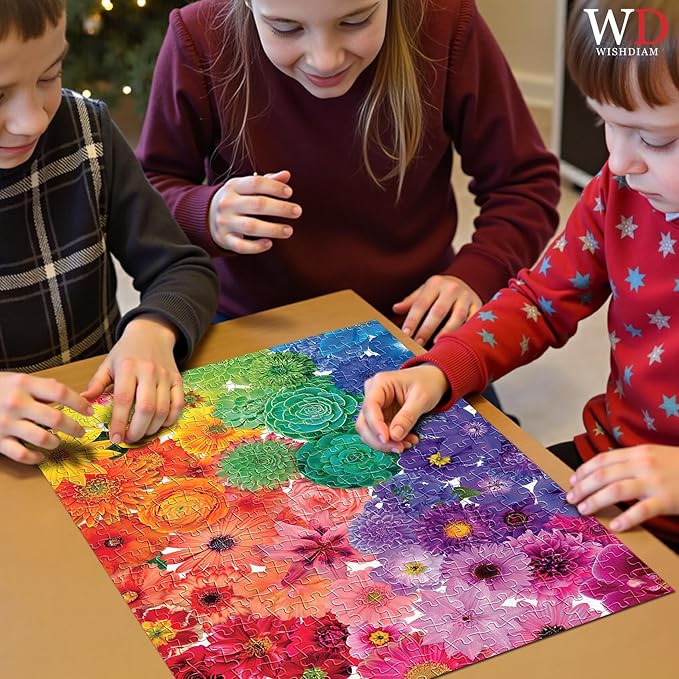 Jigsaw Puzzles Colorful Flowers Floral Plants Nature - WISHDIAM Puzzles for Adults - 2 Pack 1000 Pieces Impossible Challenging Puzzles for Home Decor Birthday Party Gifts Toy for Men Women