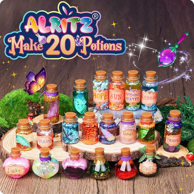 Alritz Fairy Potions Kit, Magic Mix Kit 20 Bottles, Christmas Gifts Decorations Ornaments Garden Crafts Birthday Gifts Toys for Girls and Boys 6 7 8 9 10 11 12+Years Old Families Party Indoor Outdoor