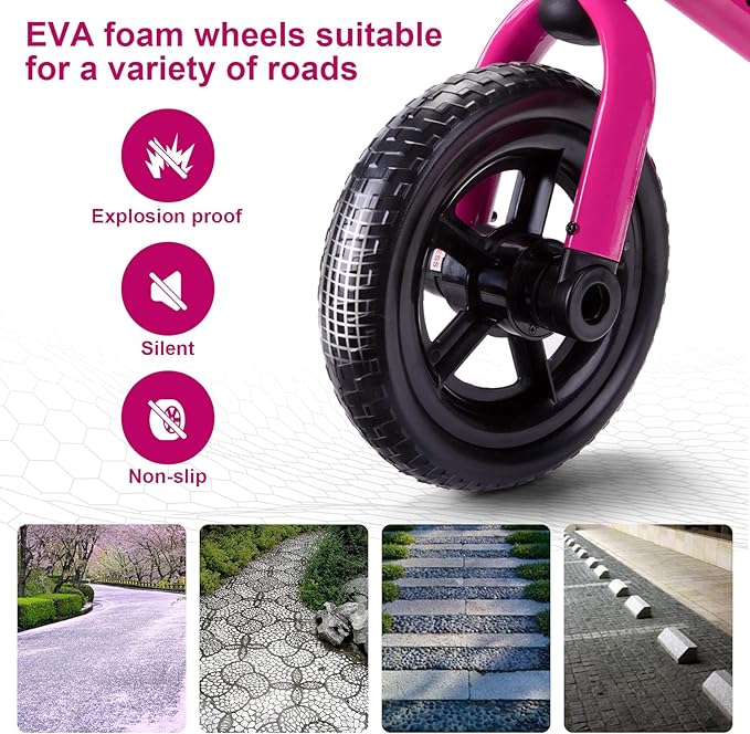 XPIY Tricycle for Toddlers Age 2-5 Years Old, 3 in 1 Folding Toddler Bike for Boys and Girls, Kids' Bike Trike with Detachable Pedal and Adjustable Seat (Pink)