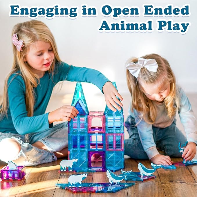 Magnetic Tiles Arctic Animal Magnet Tiles Toddler Toys for Girls Ages 3-5 4-7 6-8 Pretend Play Magnetic Building Blocks Kids Toys Gifts for 3+ Year Old STEM Learning and Fun